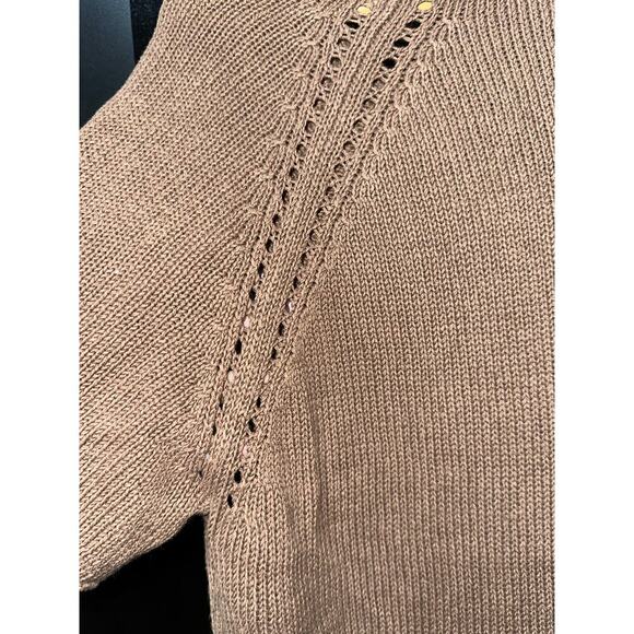 J Jill Women’s Short sleeve knit sweater Tan LP Linen blend Lightweight casual - Picture 5 of 7